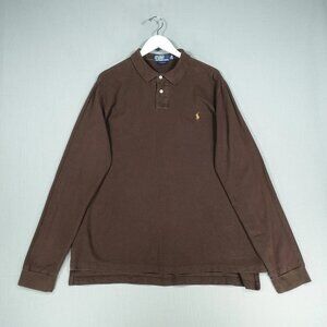 Polo Ralph Lauren Shirt Mens Extra Large Brown Custom Long Sleeve Pony Top VTG